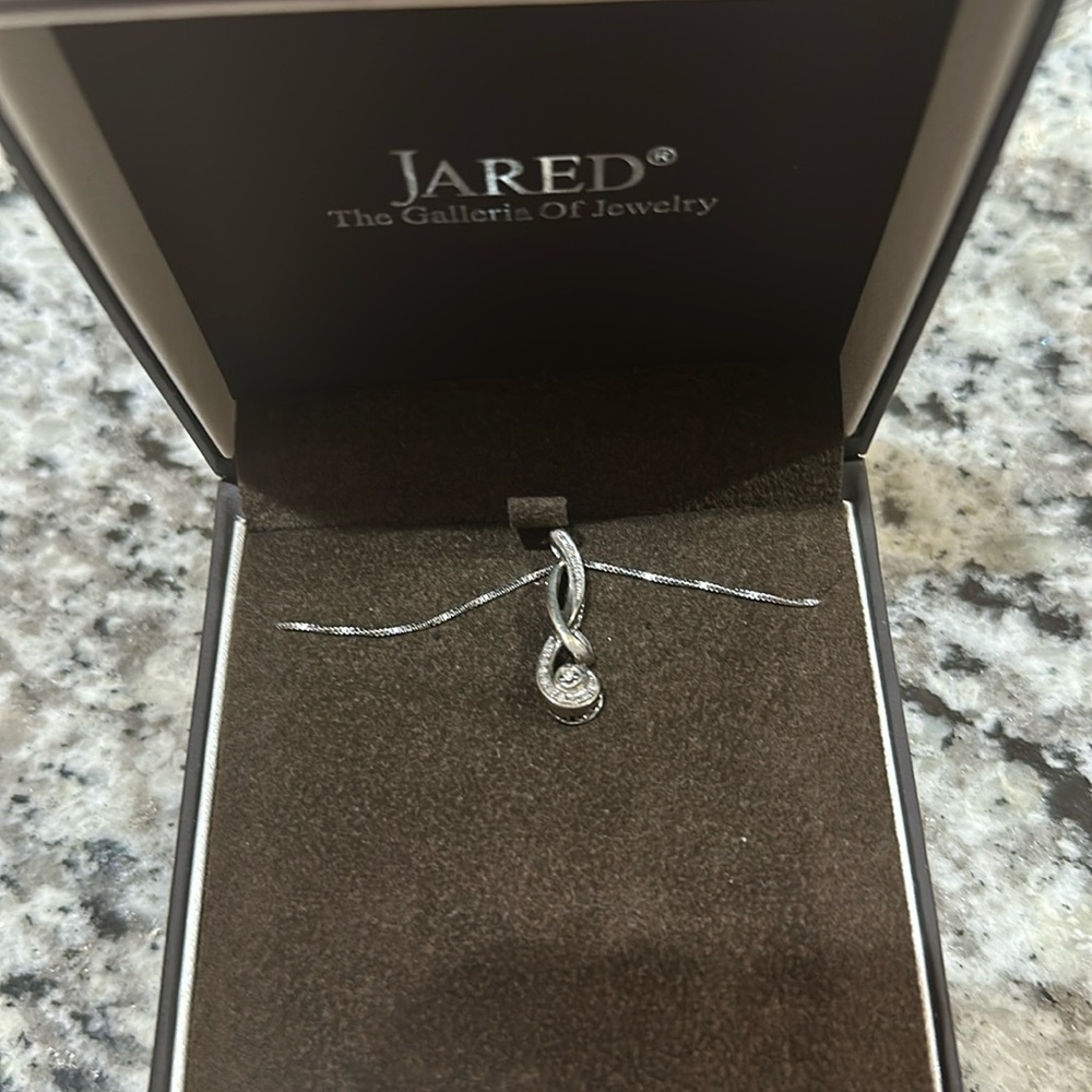 Jared’s diamond pendant with sterling silver necklace